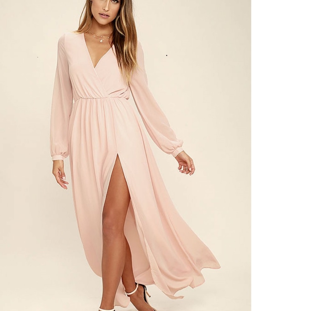 LULUS - WONDROUS WATER LILIES BLUSH PINK MAXI DRES